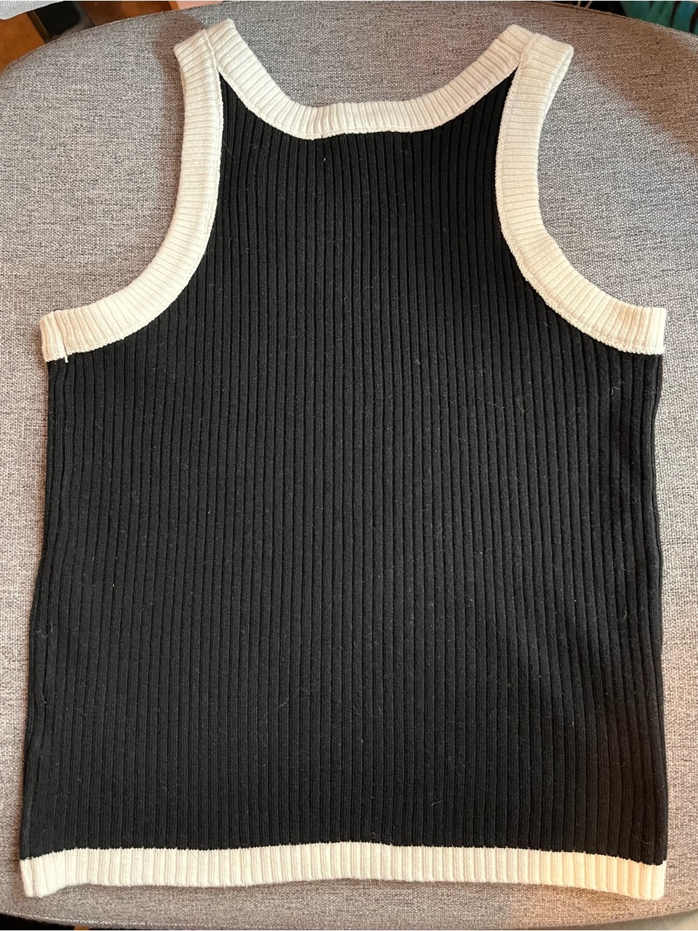 Edit by Nine Ribbed Contrast Trim Knit Tank Top - Size Medium - Picture 3 of 5